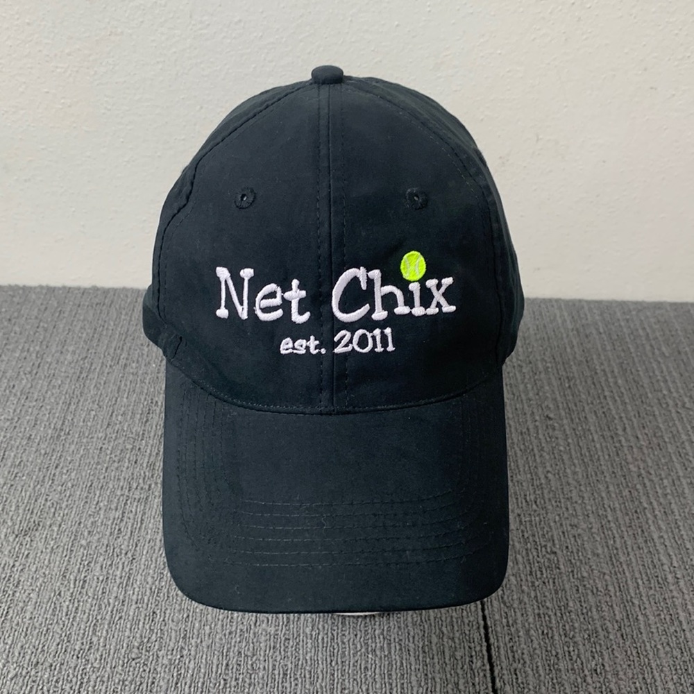 Net Chix Tennis Hat Unisex OSFA Black Soft Embroidered Strapback Cap GAMMA
